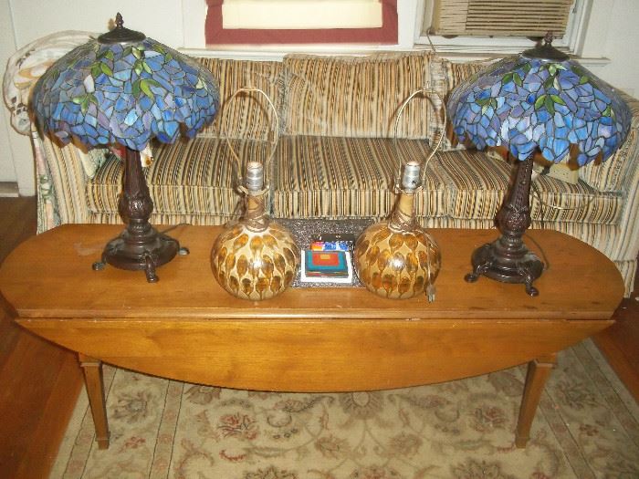 vtg pottery and stained glass lamps