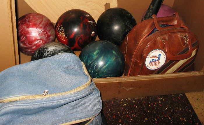 nice collection of bowling balls