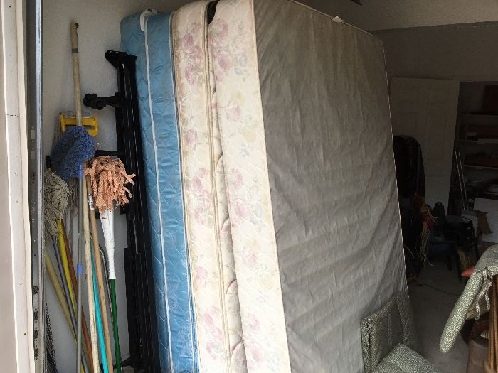 Garage - queen size mattress & box springs with frame