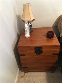 Bedside Table w/Metal hinges (Opens for Storage)