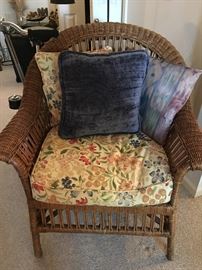 Wicker Chair w/Pillows and Cushion (there is a matching Love seat)
