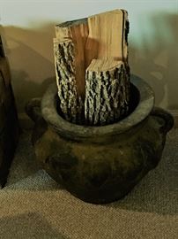 Metal Urn w/Fireplace Wood