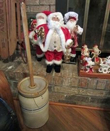 Antique churn and Santas
