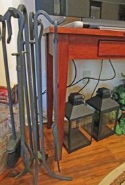 Nice wrought iron fireplace tool set