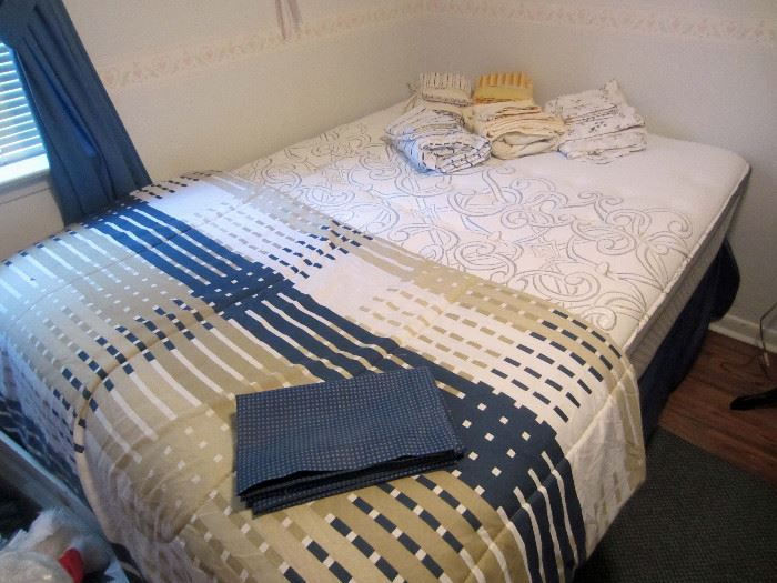 full size bed and linens