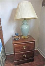 Small bedside chest and lamp