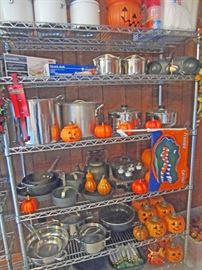 Pots, pans. seasonal table decorations