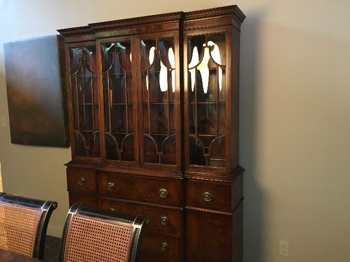 Antique Armoire with curved glass