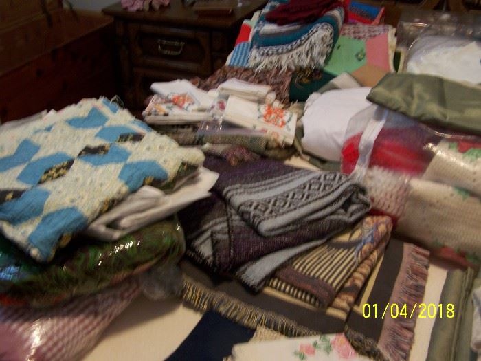 assortment of Blankets, Throws and Linens