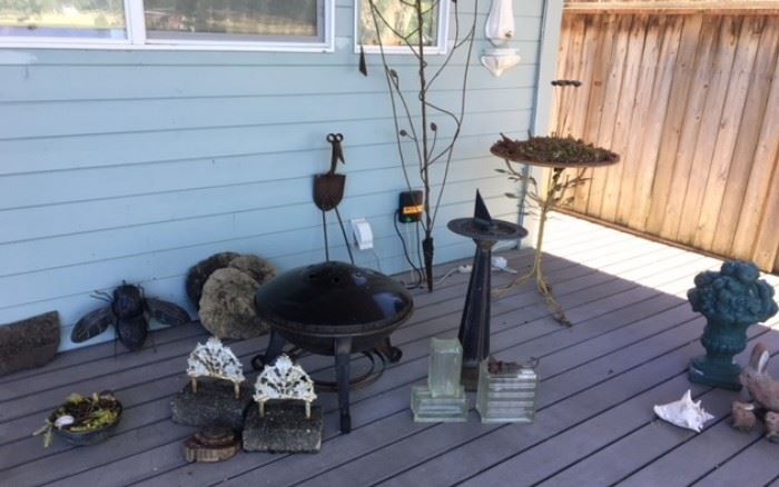 More great outdoor items including fire pit. 