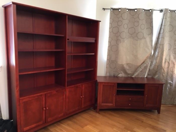 Double bookcase and credenza