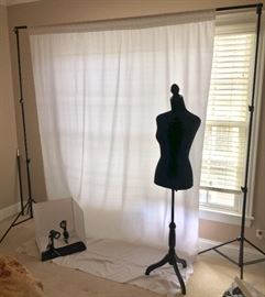 Mannequin & and photo backdrop setup