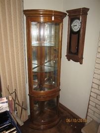 Corner curved glass lighted curio