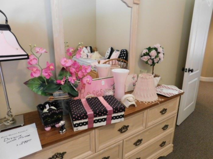 Pink and Black Decor and Faux Flowers 