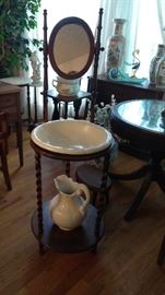 Wash stand with bowl and pitcher