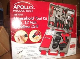 Apollo Tools 155-Piece Household Tool Kit with 12V ...