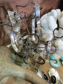 Vintage Taxco Mexican Sterling Silver bracelets, Sterling earrings, Jewelry 