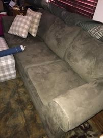 KHAKI GREEN MICROFIBER SOFA