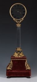 After Jean Eugene Robert-Houdin. Glass Column Mystery Clock. Estimated between 8,000/12,000