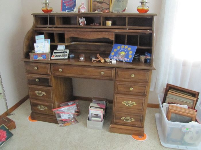 Roll top desk in the living room