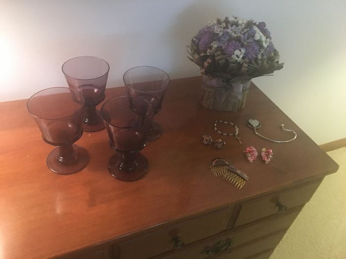 We have 8 of these vintage plum Wedgewood goblets