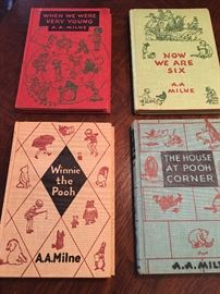 Vintage A.A. Milne Winnie the Pooh hardback books.  They are in excellent condition.  Take a walk back to your childhood with these wonderful books.