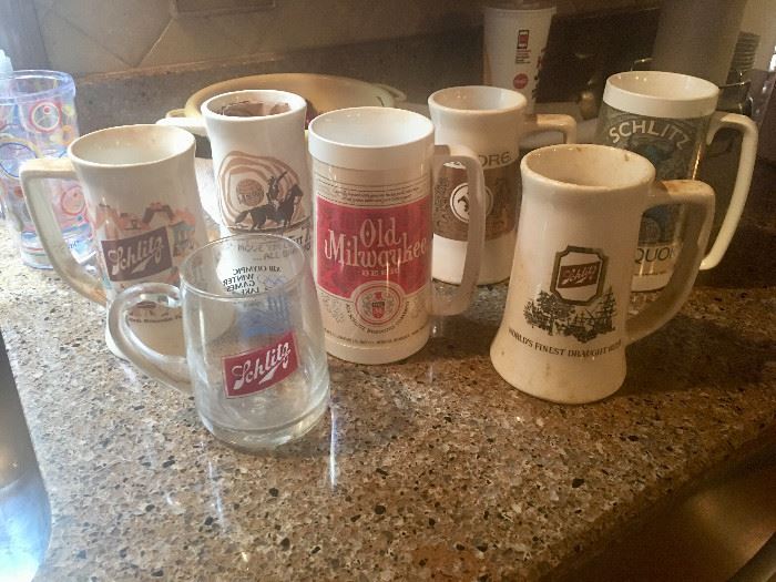 Selection of vintage beer mugs