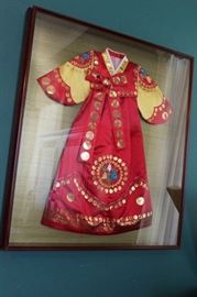 Stunning Asian gown in shadow box frame