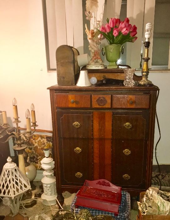 Lots of antique wooden furniture
