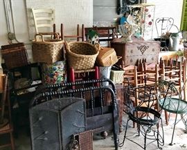 Tons of wooden and iron furniture