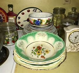 tons of mix and match bowls and plates
