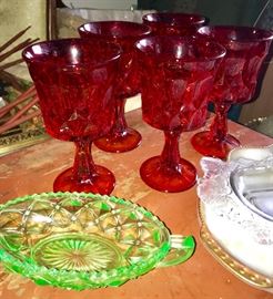 red and green depression glass