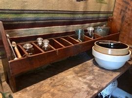 Antique wooden shelf, compartmentalized