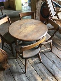 Solid wood, vintage childrens' table and chairs