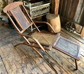 Antique Folding Luxury Wood Steamer Deck Chair, circa 1890, England