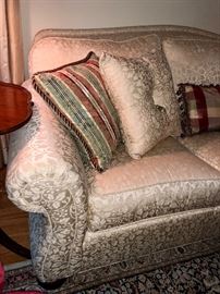 Subtle understated pattern detail on this lovely formal sofa by Ethan Allen.
