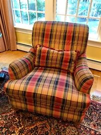 Plaid Ethan Allen upholstered armchair