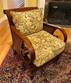 A.A. Laun wood and cane with upholstered cushions