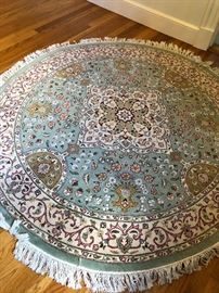 Round Gregorian Oriental in sage green and cream