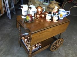 Drop leaf tea cart, copper molds