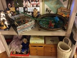 Baseball books, small storage chest