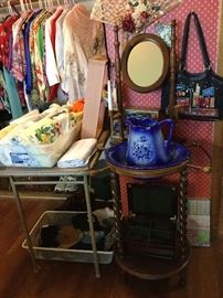 Wash stand, English pitcher and bowl