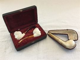 Handmade Pipe in Leather Case & Carved Bowl Pipes https://ctbids.com/#!/description/share/26804