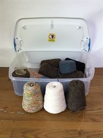 Tub of Unmarked Large Spools of Yarn         https://ctbids.com/#!/description/share/26913