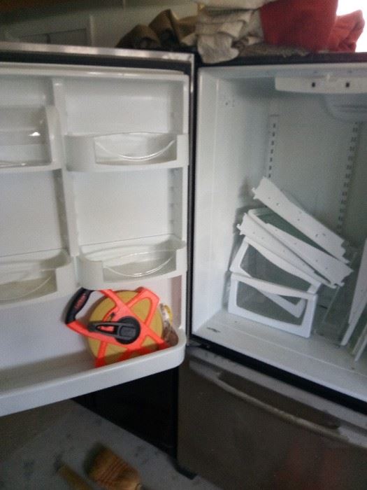 Inside the stainless steel fridge 