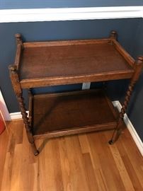 Tiger Oak Barley Twist Tea Cart