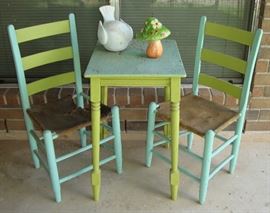 CUTE LITTLE WOODEN PATIO SET - NEEDS SOME TLC