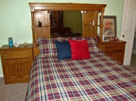 FABULOUS BED WITH LIGHTED & MIRRORED HEADBOARD. COMES WITH TWO NIGHT STANDS THAT SIT ON EITHER SIDE OF HEADBOARD. MATTRESS, BOXSPRINGS, BEDDING AND HEATED MATTRESS PAD ARE INCLUDED.