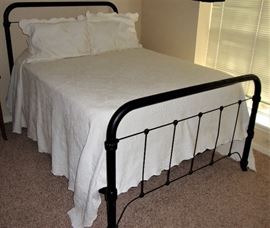 ANTIQUE IRON BED WITH BEDDING