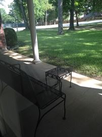 Black patio settee and small table